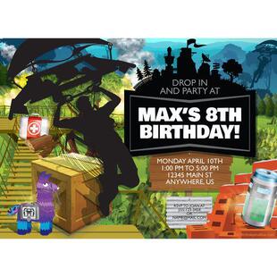 堡垒之夜射击游戏邀请卡定制创意请柬邀请卡感谢卡片微信电子请帖