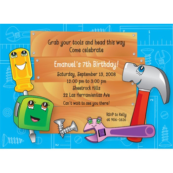 可爱木工手工制作派对邀请