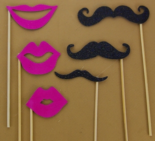 影楼拍照摄影道具舞会手持面具眼镜八字胡胡子红嘴唇红唇美女绅士