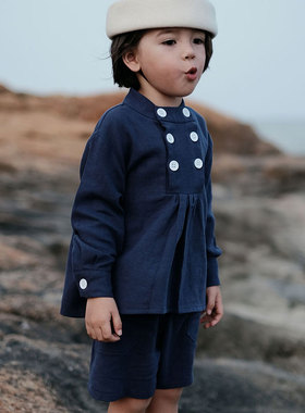 the tree 树 原创小众法式套装复古儿童长袖上衣+短裤男女童秋季