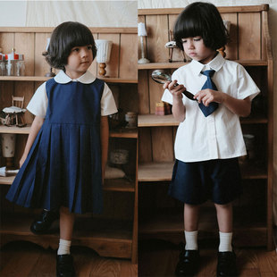 the tree 树 法式小众学院风制服系列复古儿童套装男女童夏短袖