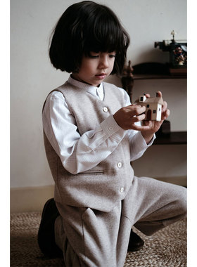 the tree 树 经典款法式套装冬儿童优雅羊绒西装外套翻领长袖裤子
