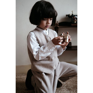 the tree 树 经典款法式套装冬儿童优雅羊绒西装外套翻领长袖裤子