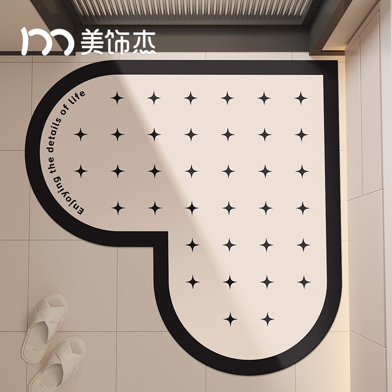 法式心形浴室地垫卫生间洗手间厕所门口防滑防摔吸水硅藻泥脚垫