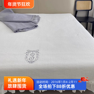 韩国进口纯棉大床单刺绣蕾丝花边高端床盖柔软亲肤纯色床罩可机洗