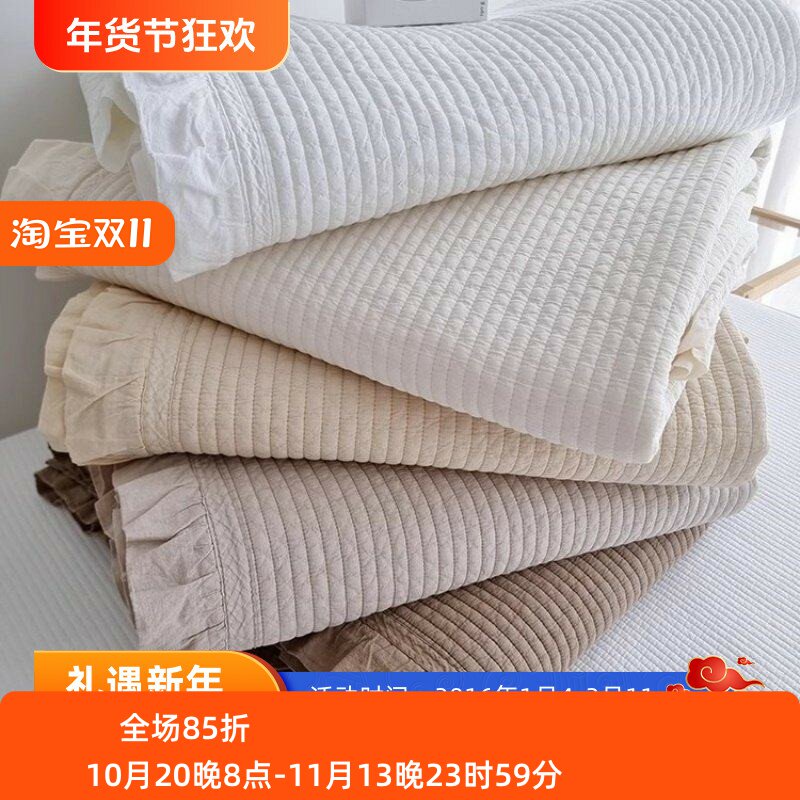 进口纯棉绗缝床单盖韩国单人双人