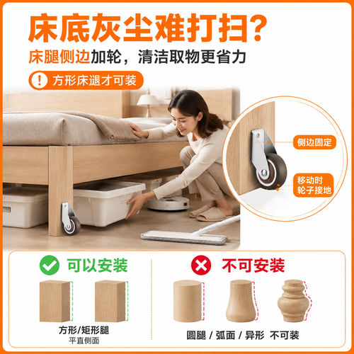 侧装家具移动轮1-2英寸