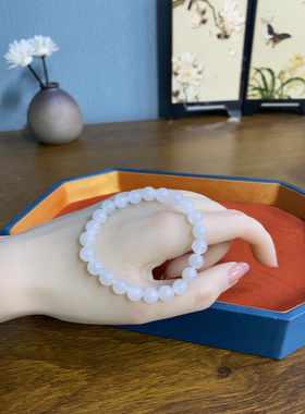 新疆直发正品和田玉羊脂白玉手串女款圆珠手链天然玉石带证书