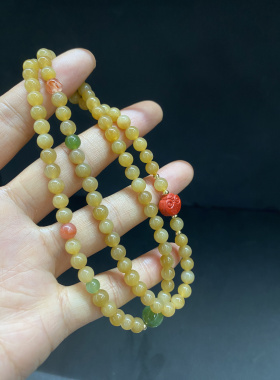 新疆直发包邮天然和田玉且末糖玉手链手串6mm带证书