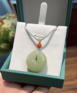 新疆直发正品和田玉若羌黄口平安扣吊坠天然玉石老料挂件带证书