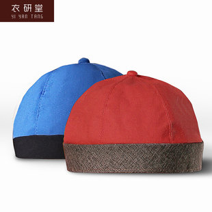 衣研堂酒店餐饮饭店服务员工作服帽子中式餐厅店小二西瓜帽