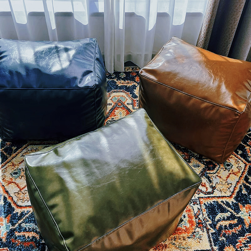 美式方形皮质坐垫坐墩换鞋凳