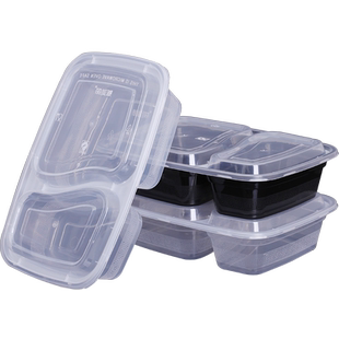 贩美丽 一次性三格快餐盒 分格打包盒整箱加厚塑料饭盒外卖快餐盘
