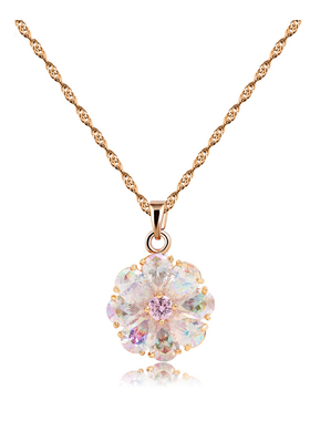 锆石韩版饰品花朵立体项坠锁骨链