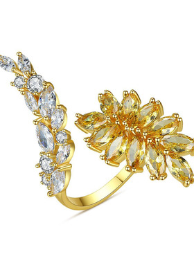 设计感戒指饰品开口可调节锆石