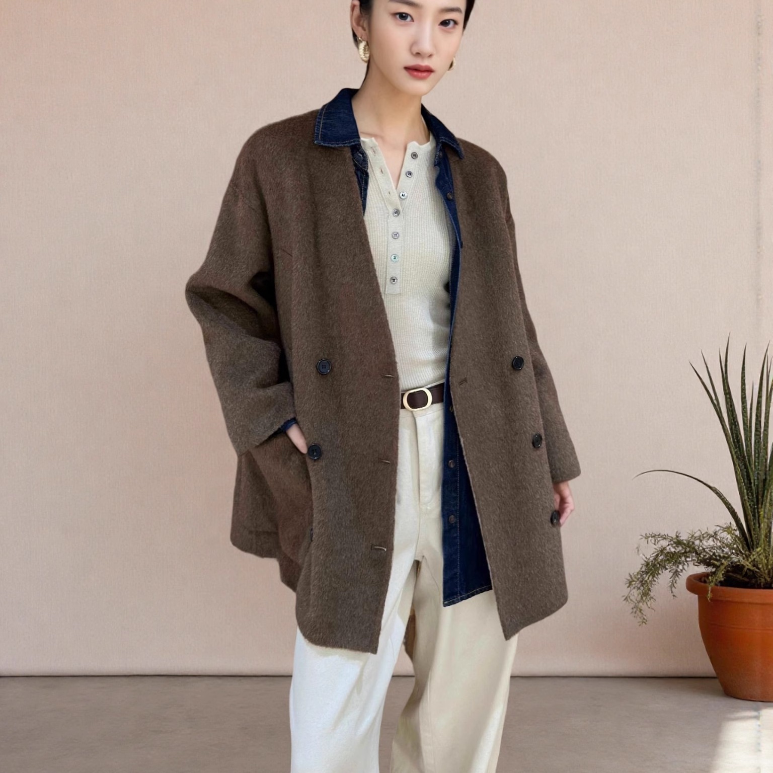 d.two品牌专柜正品毛呢外套大衣