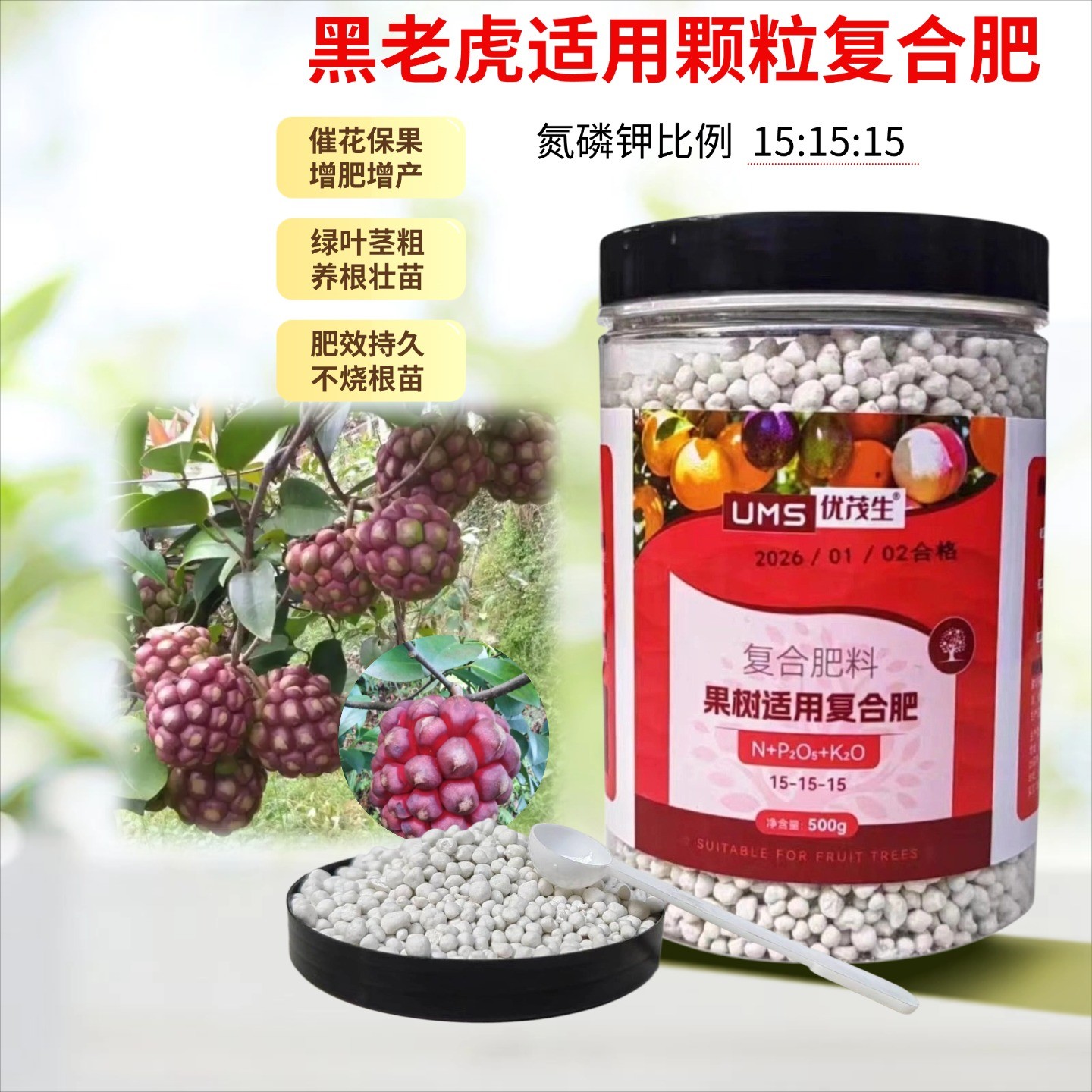 黑老虎树苗三元复合肥布福娜恶魔果地栽盆栽植物颗粒高效专用肥料