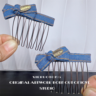 儿童倒插梳发梳小号夹子蝴蝶结头饰发夹盘发夹韩式碎发夹牛仔发饰