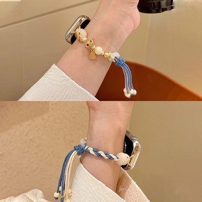 iwatchs10招财小肥猫爪编织表带