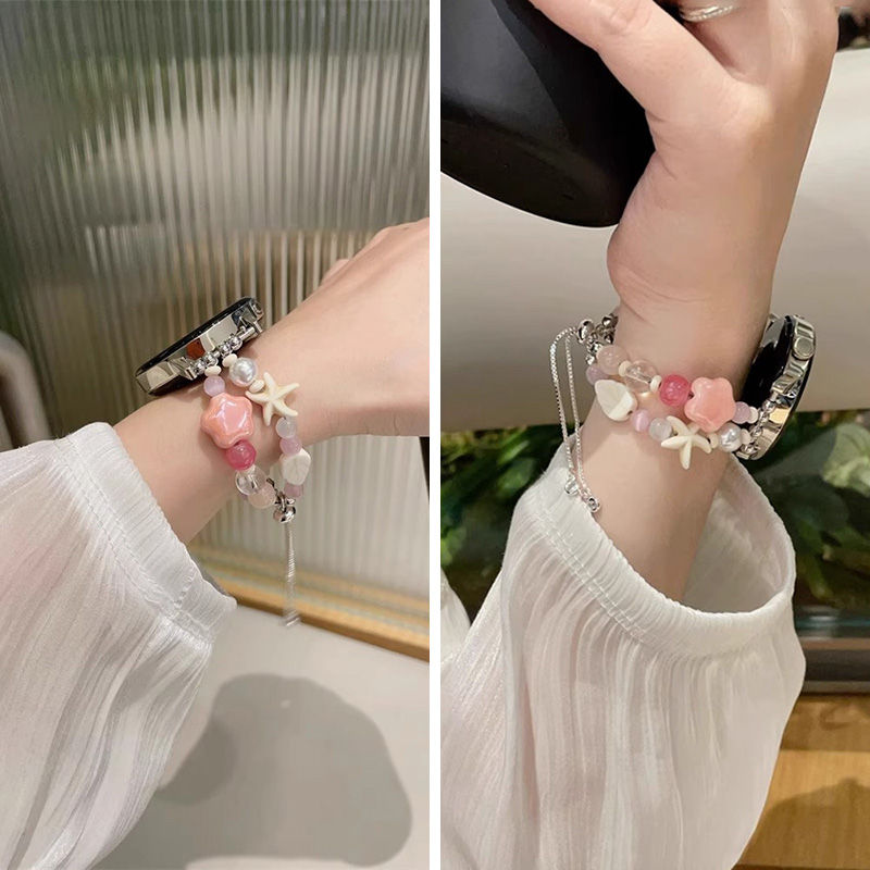 夏日贝壳适用华为GT3表带GT4智能GT5手表带41mm手链式watch3pro金属gtrunner链条watchbuds钢链gspro女款gt2
