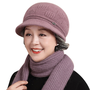 妈妈帽子女冬季老人保暖中老年人针织毛线帽女士奶奶老太太帽冬天