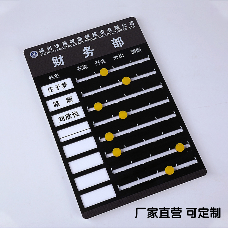 亚克力人员去向牌党建办公室标识