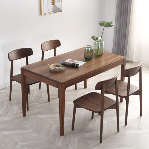 原木餐桌梵怡北欧黑胡桃木