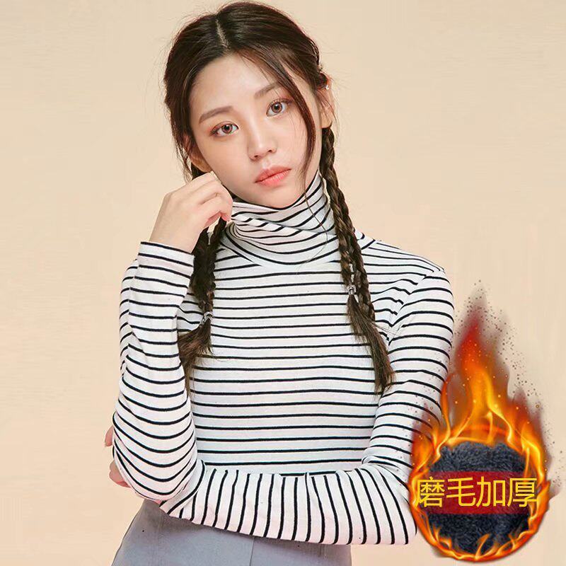 大碼胖mm高領加絨條紋t桖女冬韓版修身學生長袖外穿打底衫在類目 女裝/女士精品, 大碼女裝中 - 來自Buy2taobao.com提供專業的淘寶代購服務