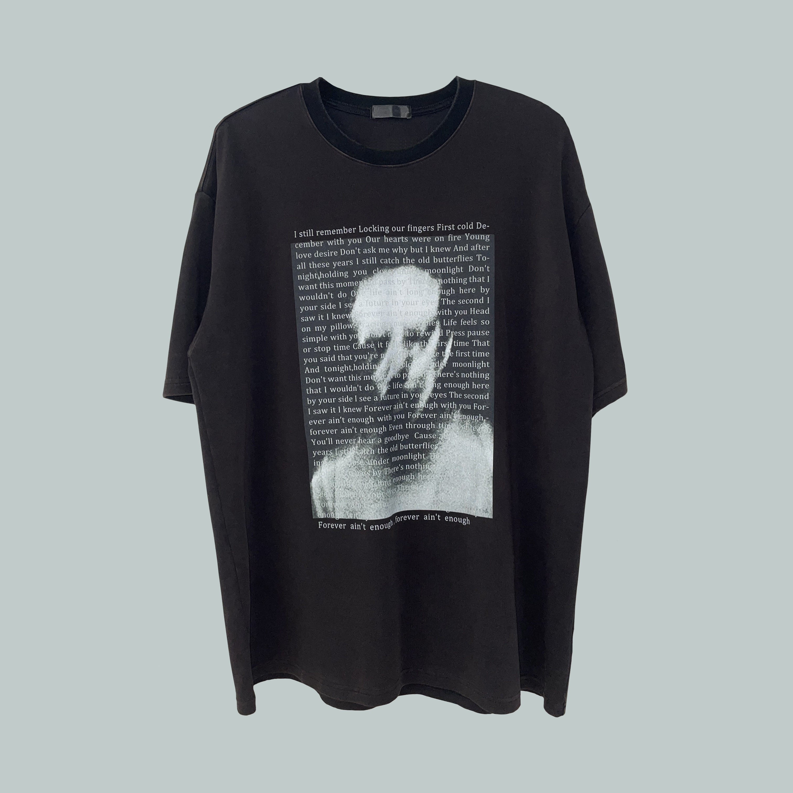 样板 sample plate aint enough  水洗黑做旧 廓形落肩 印花短袖