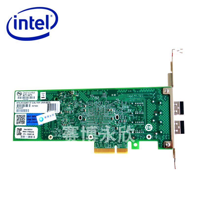 原装intel英特尔网卡  千兆双口光纤 服务器适配器E1G42EF 82576