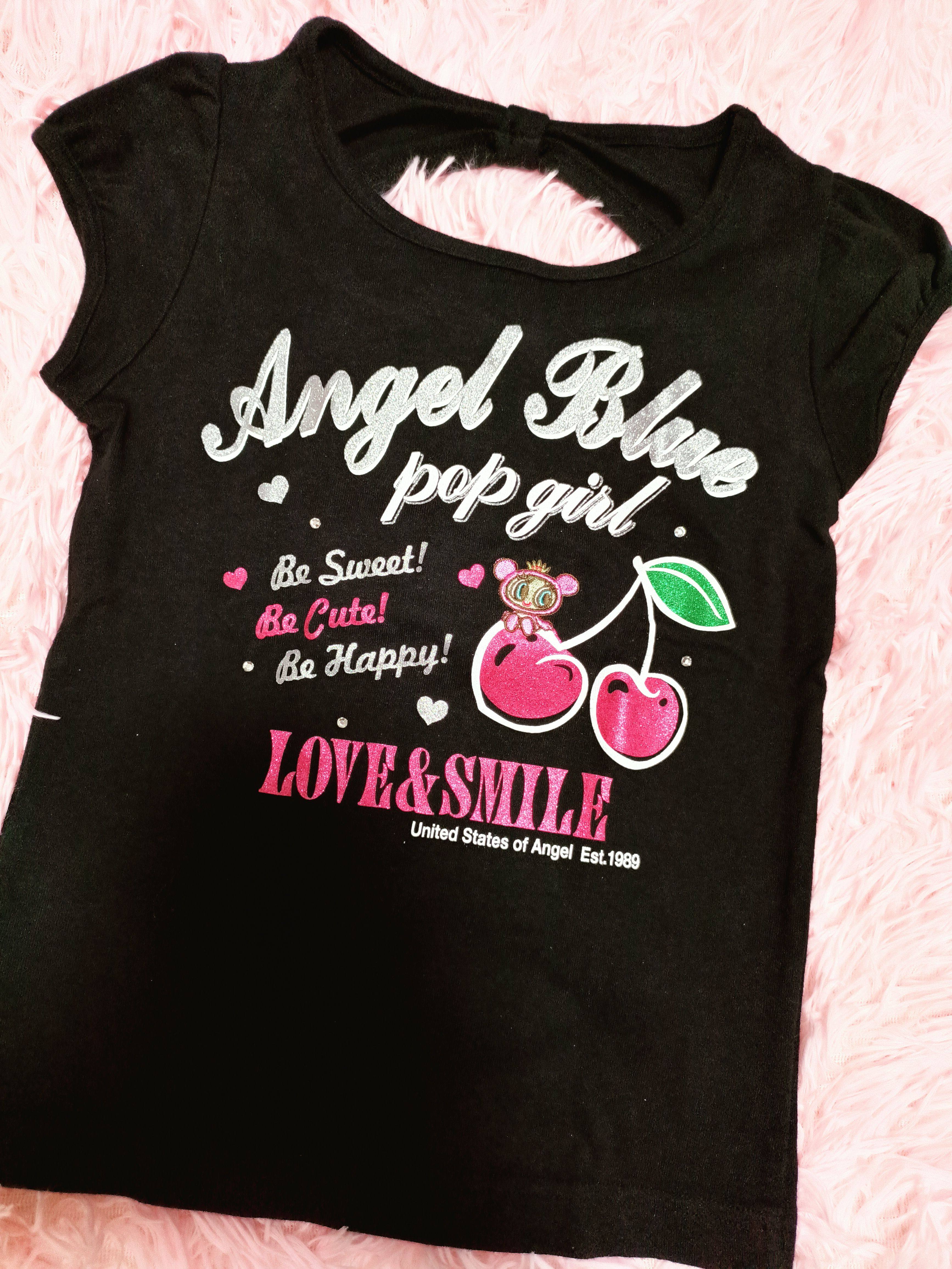 130码黑色全新angel blue 樱桃T恤夏季清凉可爱刺绣包邮贵牌
