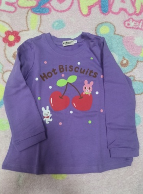 110码出口剩余紫色打底外贸Miki 纯棉毛圈小兔子可爱女童日系潮牌