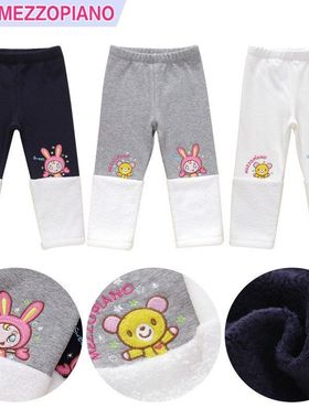 现货钢琴家MP公主风加绒长裤 日系女童可爱小兔刺绣拼接打底裤