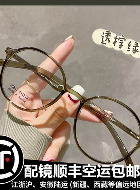 韩国代购超轻眼镜框女tr90小脸正圆近视可配镜片绿色豹纹防蓝光男