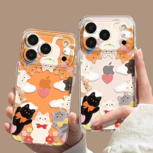 可爱猫咪适用苹果17透明防摔软壳