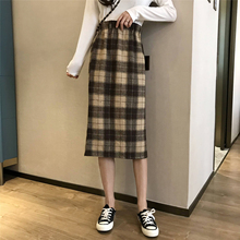 日系奶茶半身秋冬学生a字格子裙1