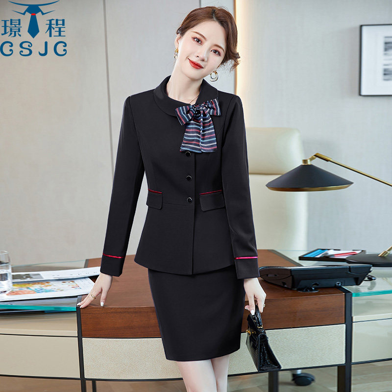 酒店前台正装女套装长袖银行业务员美容院技师商场工作服套裤秋冬