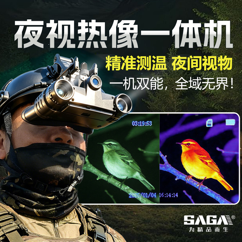 SAGA萨伽红外线夜视仪热成像头戴全黑可视望远镜高倍高清户外找鸟