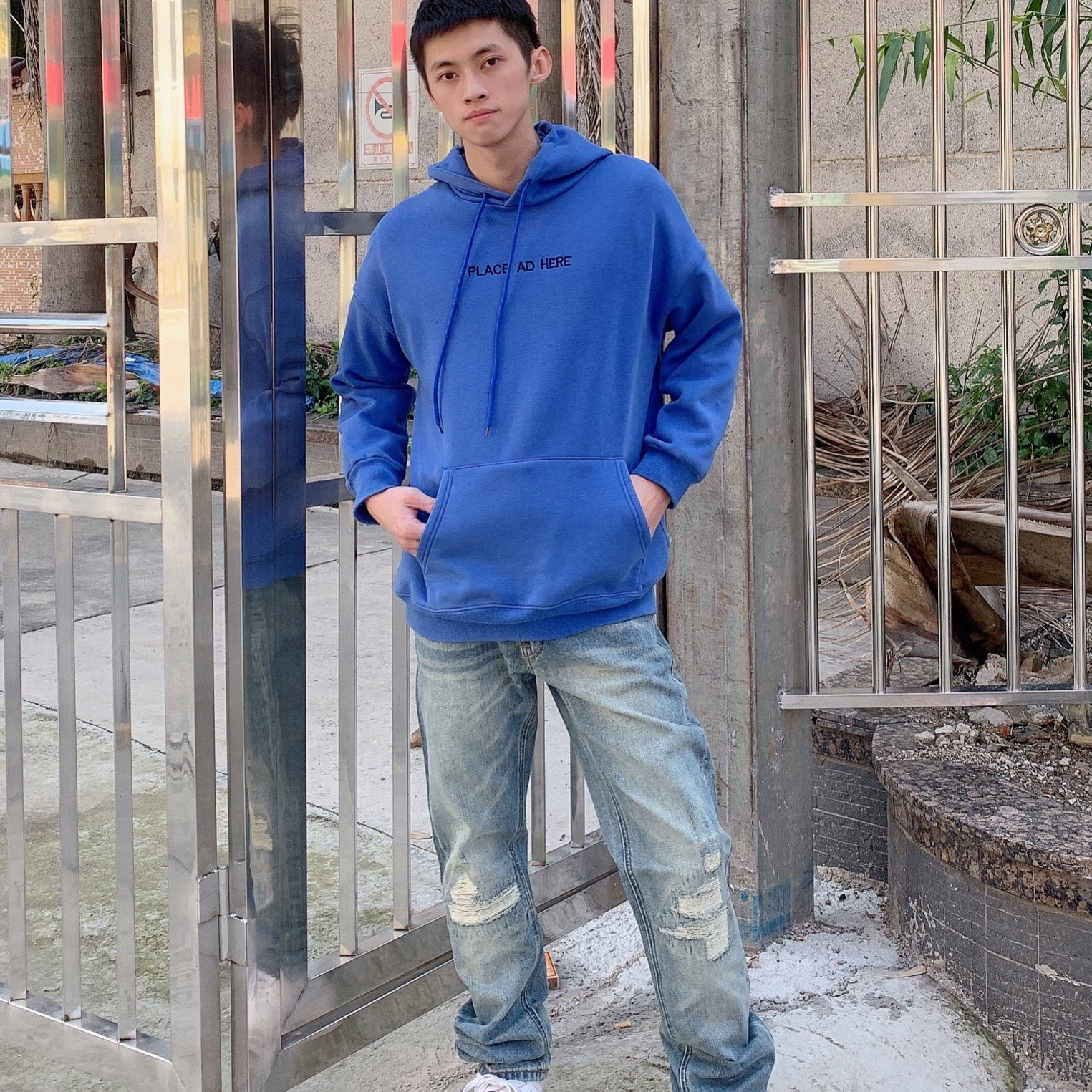 四季赤耳牛仔裤中腰长裤