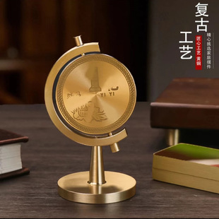 黄铜一个亿转转赚个小目标高级感小众客厅办公桌小目标铜电脑摆件