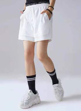 odbo欧宝国内代购2022夏季新款舒适透气白色休闲裤女双裤腰百搭运