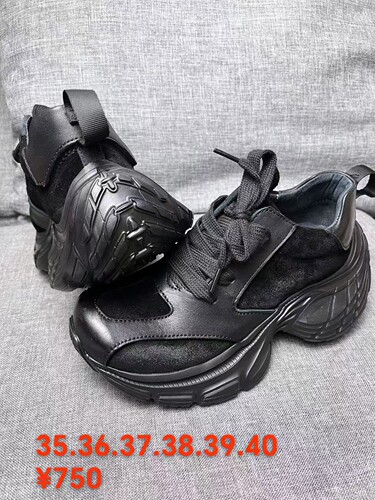 欧迪比欧2025新品全牛皮厚底老爹鞋