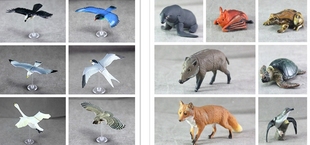 日本海洋堂仿真鸟猫头鹰鹗野猪海豹鸥动物拼插模型摆件场景观扭蛋