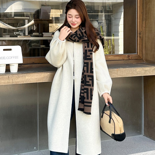 漫沿manyan国风羊毛大衣女过膝