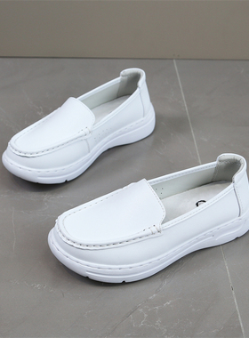 雷阵雨新款护士鞋日本超轻孕妇坡跟小白鞋透气休闲鞋