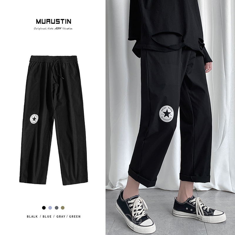 Summer early autumn Capris versatile print Unisex oversize pants