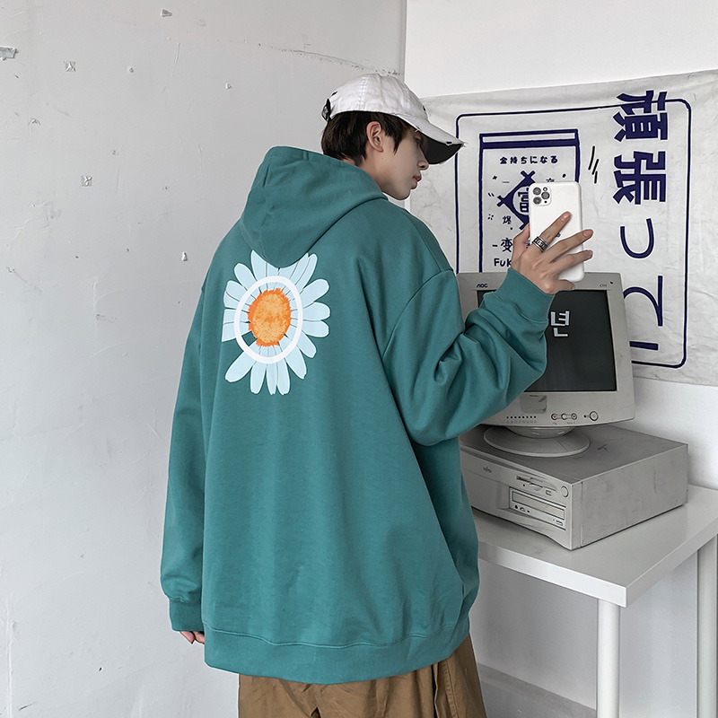 Autumn new Hooded Sweater Daisy Hong Kong Style loose oversized men's and women's couple's wear