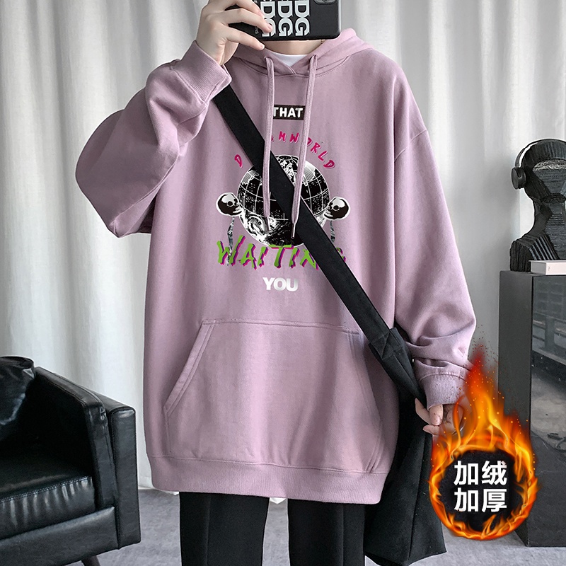 Plush hooded sweater in autumn and winter