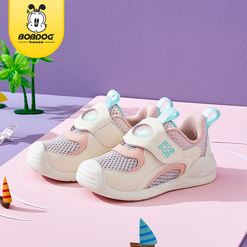 巴布豆男宝宝学步鞋子夏季2025新款女童软底防滑婴儿鞋单网机能鞋