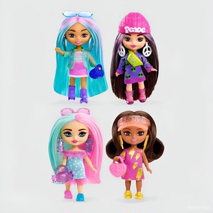 正版 珍迷你娃娃互动女孩生日礼物儿童玩具 2024芭比Barbie袖